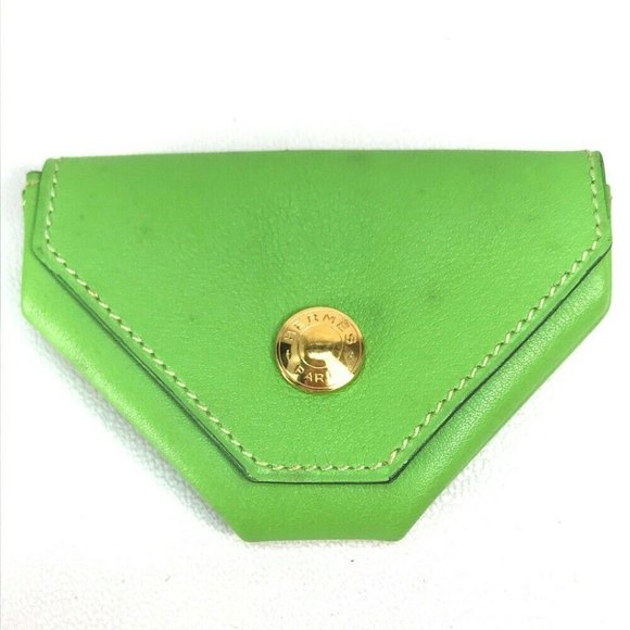 Authentic HERMES Le Van Cator Coin Compartment Wallet coin purse VeauSwift Green - Picture 1 of 10
